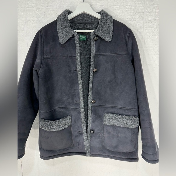 Lauren faux swede jacket winter coat black size S - Picture 1 of 13